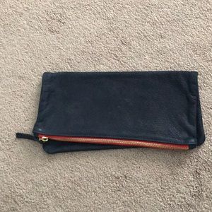 Claire Vivier Leather Navy fold over clutch